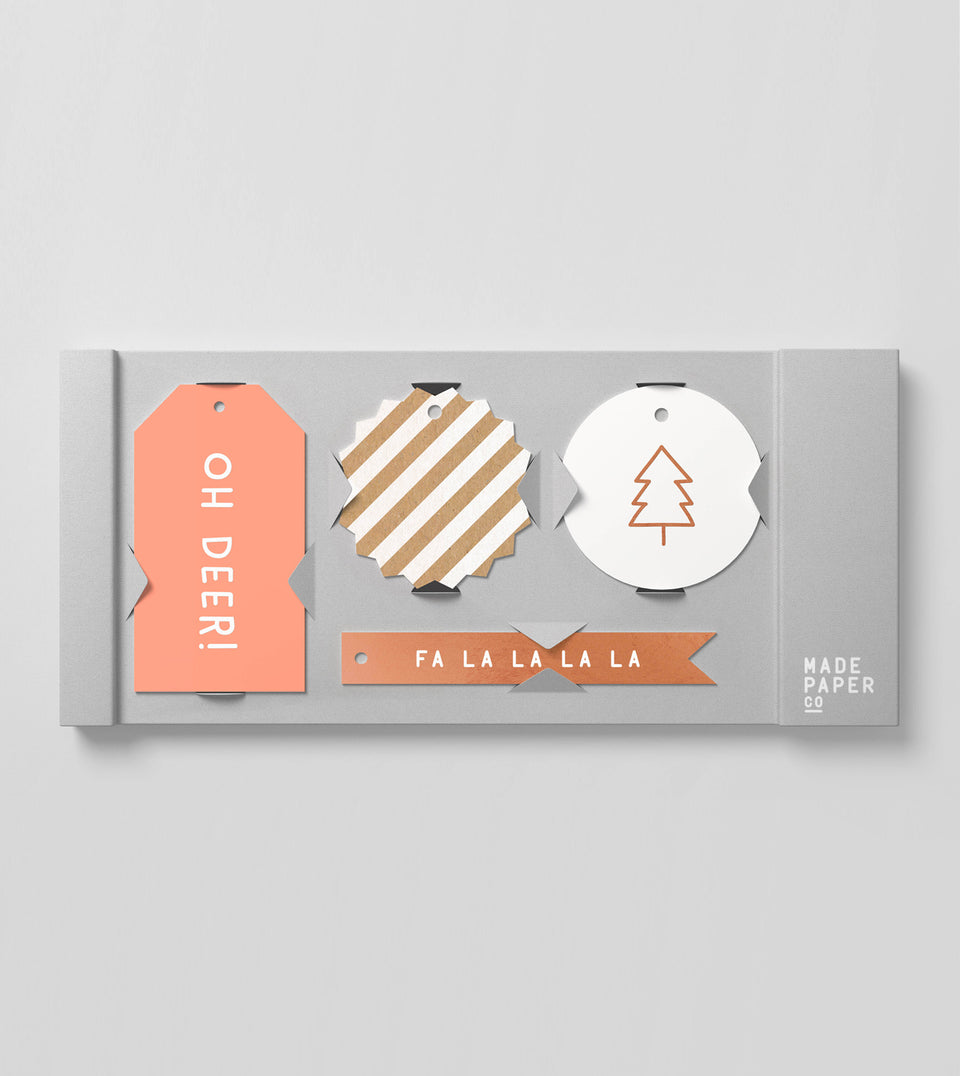 ohdeer-gifttags-20pack-tree-christmas-falala-coral-white-kraft-rosegold-madepaperco