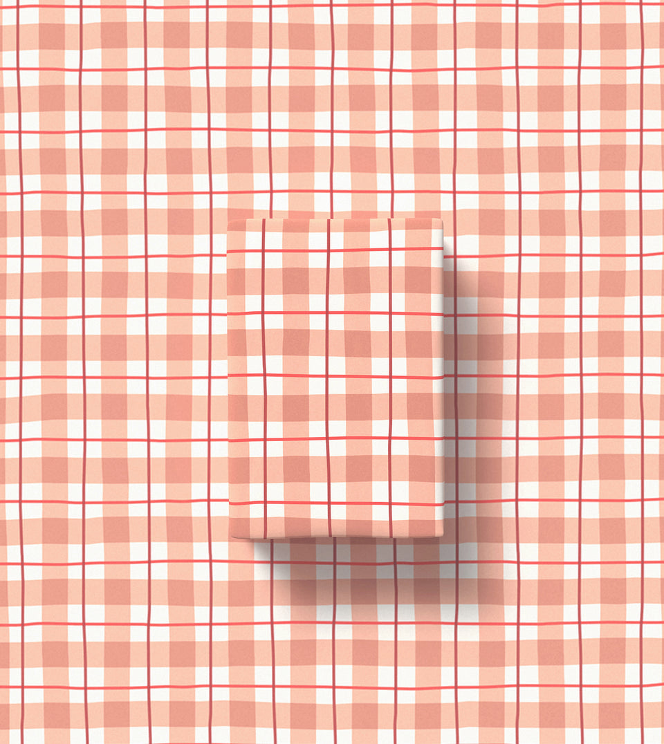 Tartan wrapping paper (dusty rose, peachy pink, red, wine)