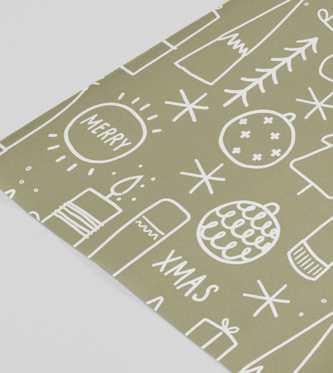 Big Xmas wrapping paper (dark khaki) (sheets only)