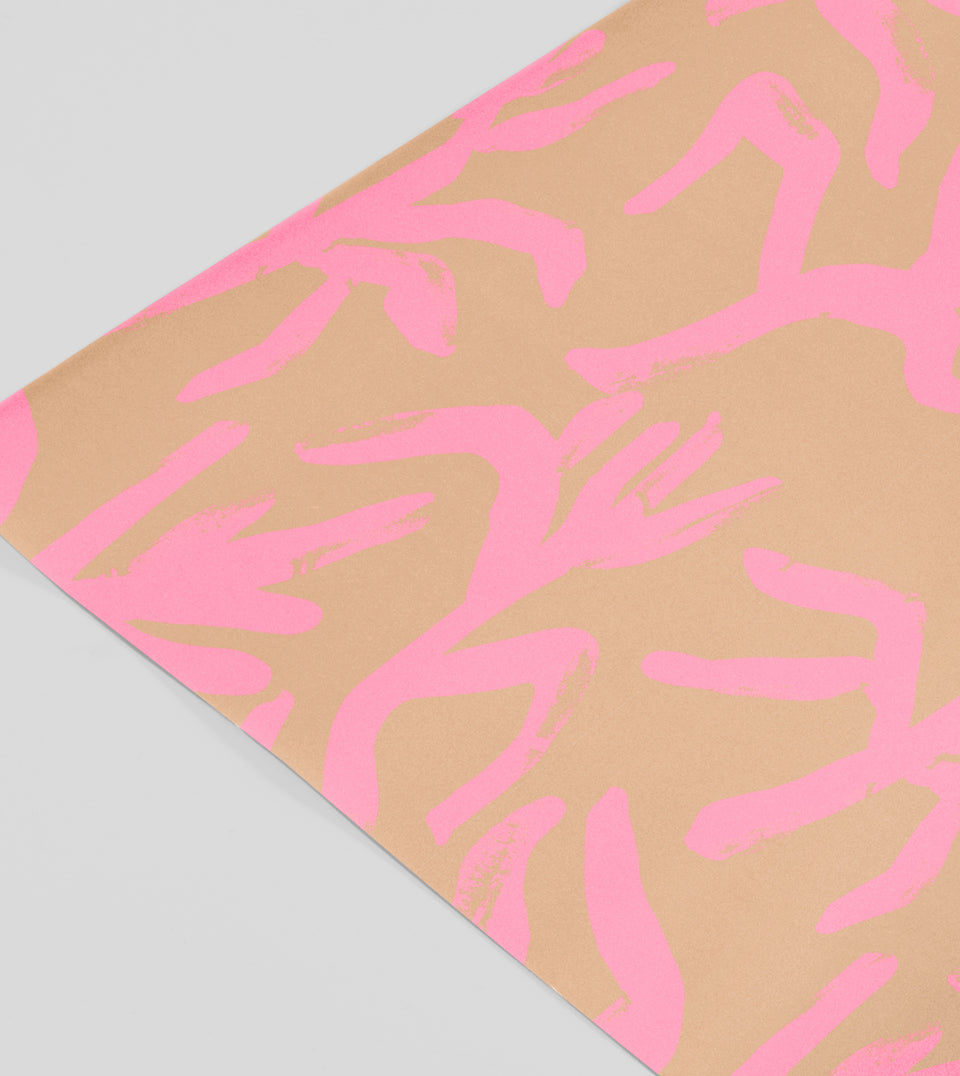Blooms 2.0 wrapping paper (neon pink-mauve and straw)