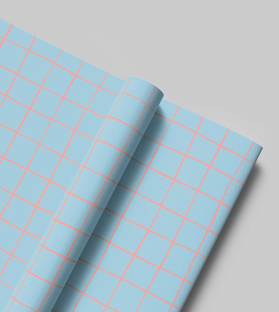 Criss Cross wrapping paper (pool blue, orange)
