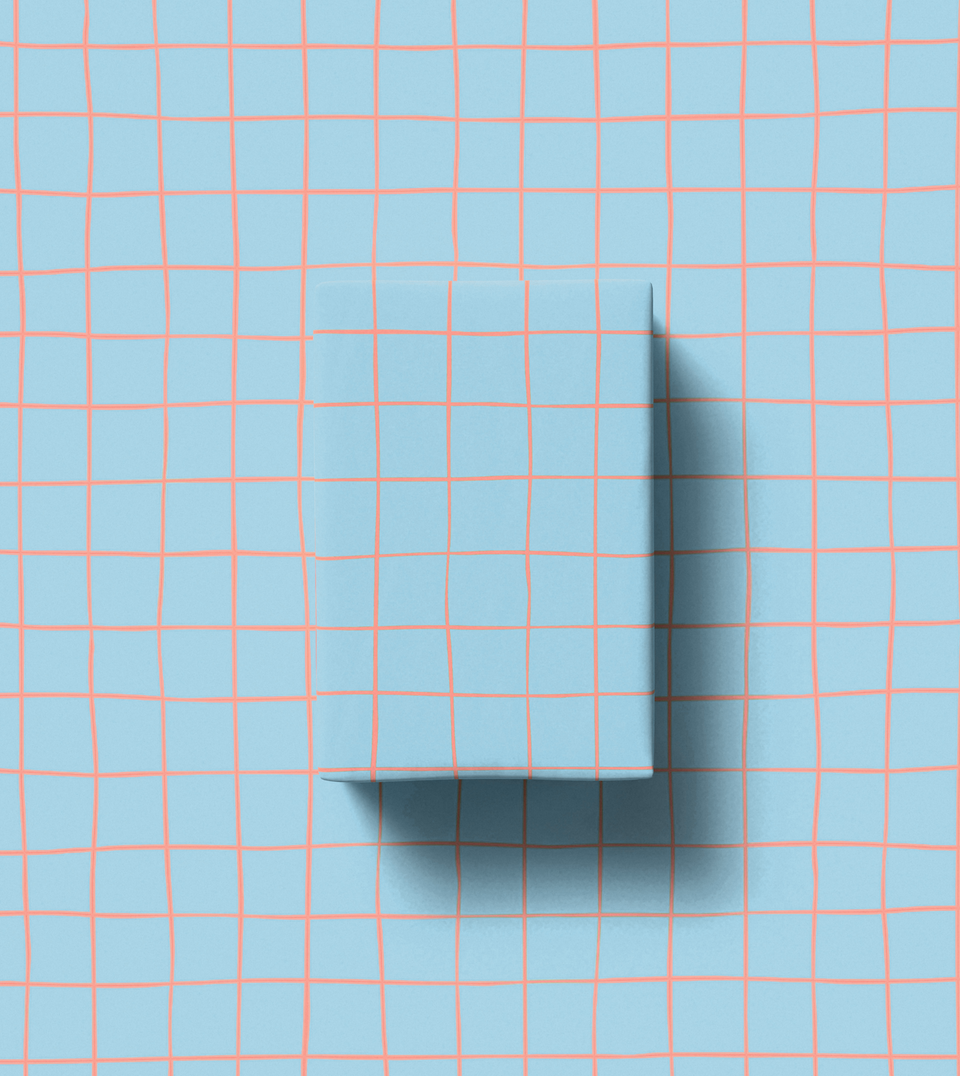 Criss Cross wrapping paper (pool blue, orange)