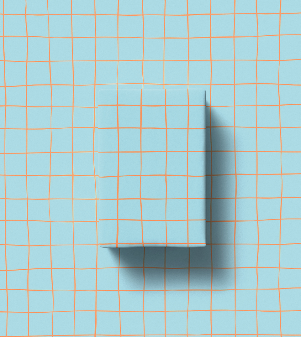 Criss Cross wrapping paper (pool blue, orange)