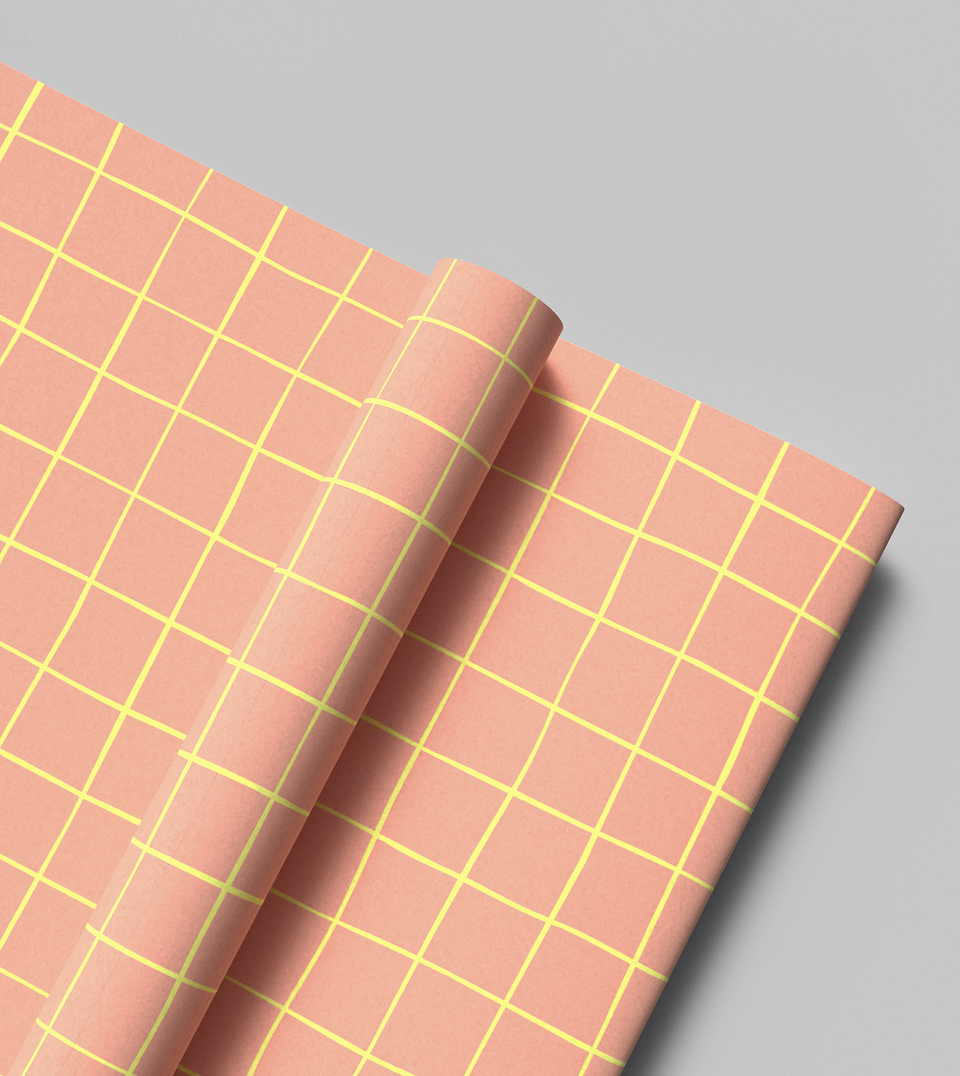 Criss Cross wrapping paper (peach, lemon)