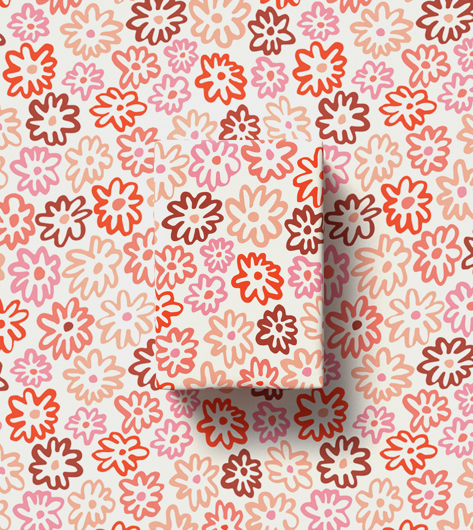 Daisy wrapping paper (blush, red, burgundy, pink, mauve)