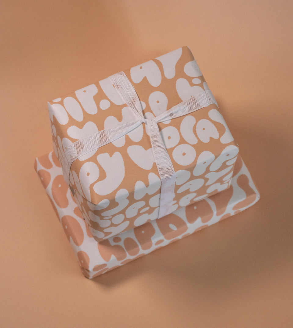 Happy Days Reverse wrapping paper (white, toffee)