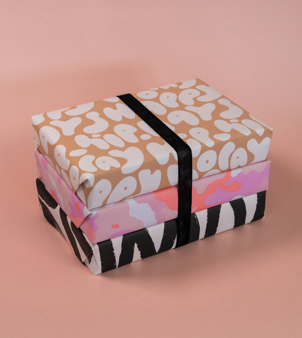 Happy Days Reverse wrapping paper (white, toffee)