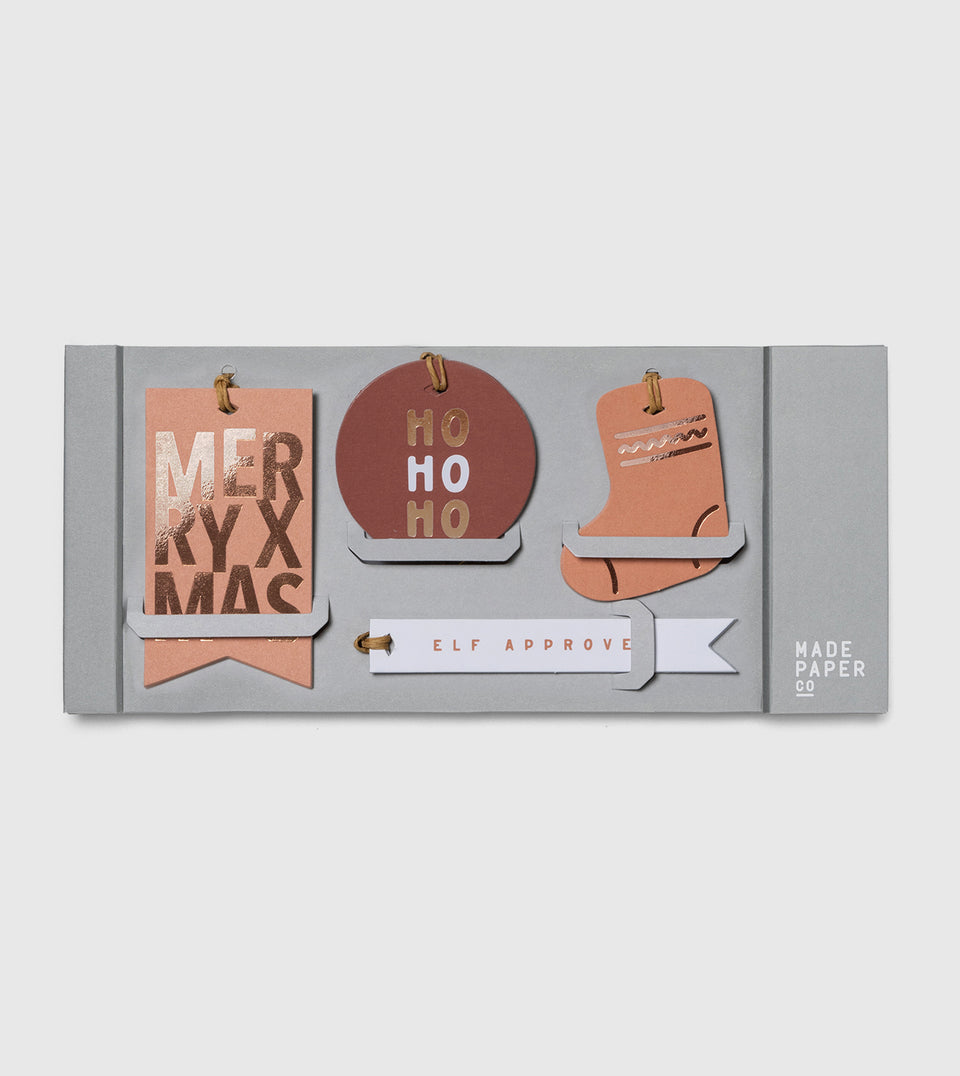 Merry Xmas 20pk gift tags (dusty rose, mulled wine, white, rose gold)