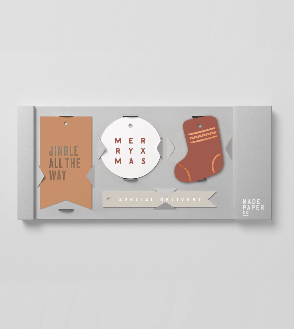 Jingle Bells 20pk gift tags (mulled wine, chestnut)