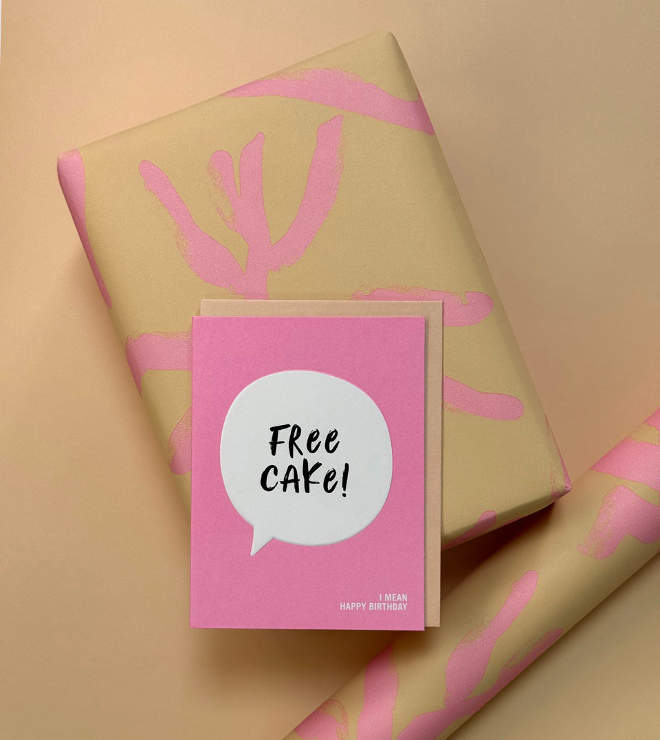 Blooms 2.0 wrapping paper (neon pink-mauve and straw)