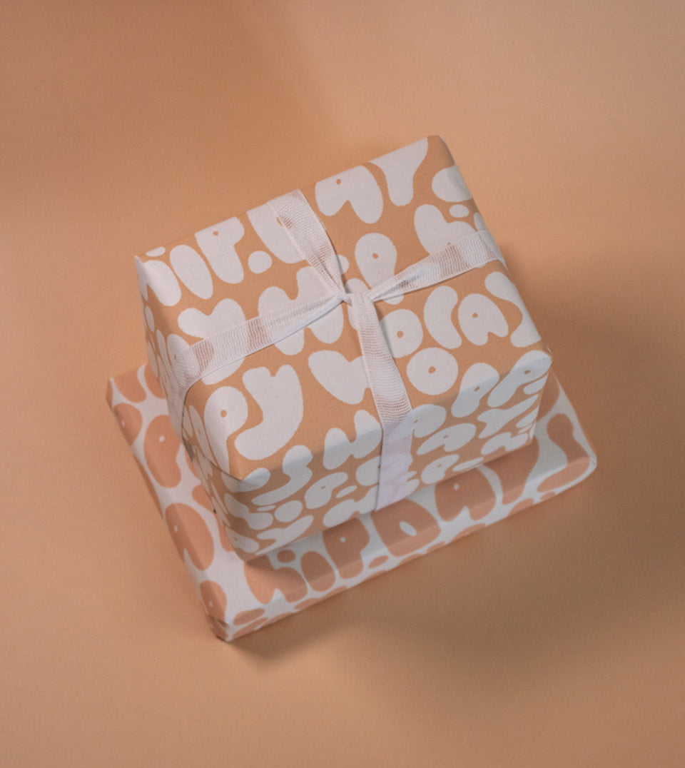 Happy Days Reverse wrapping paper (white, toffee)