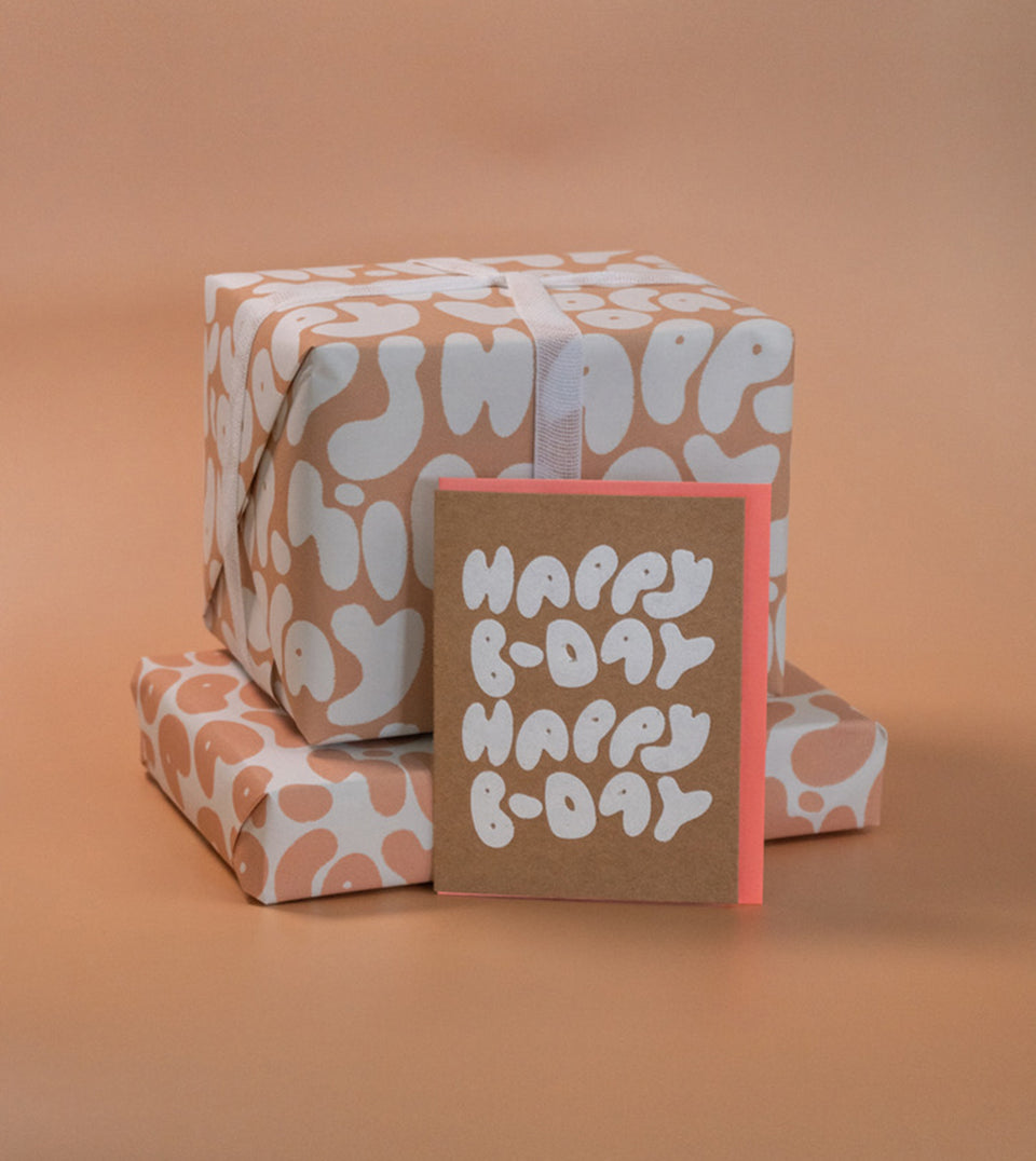 Happy Days Reverse wrapping paper (white, toffee)