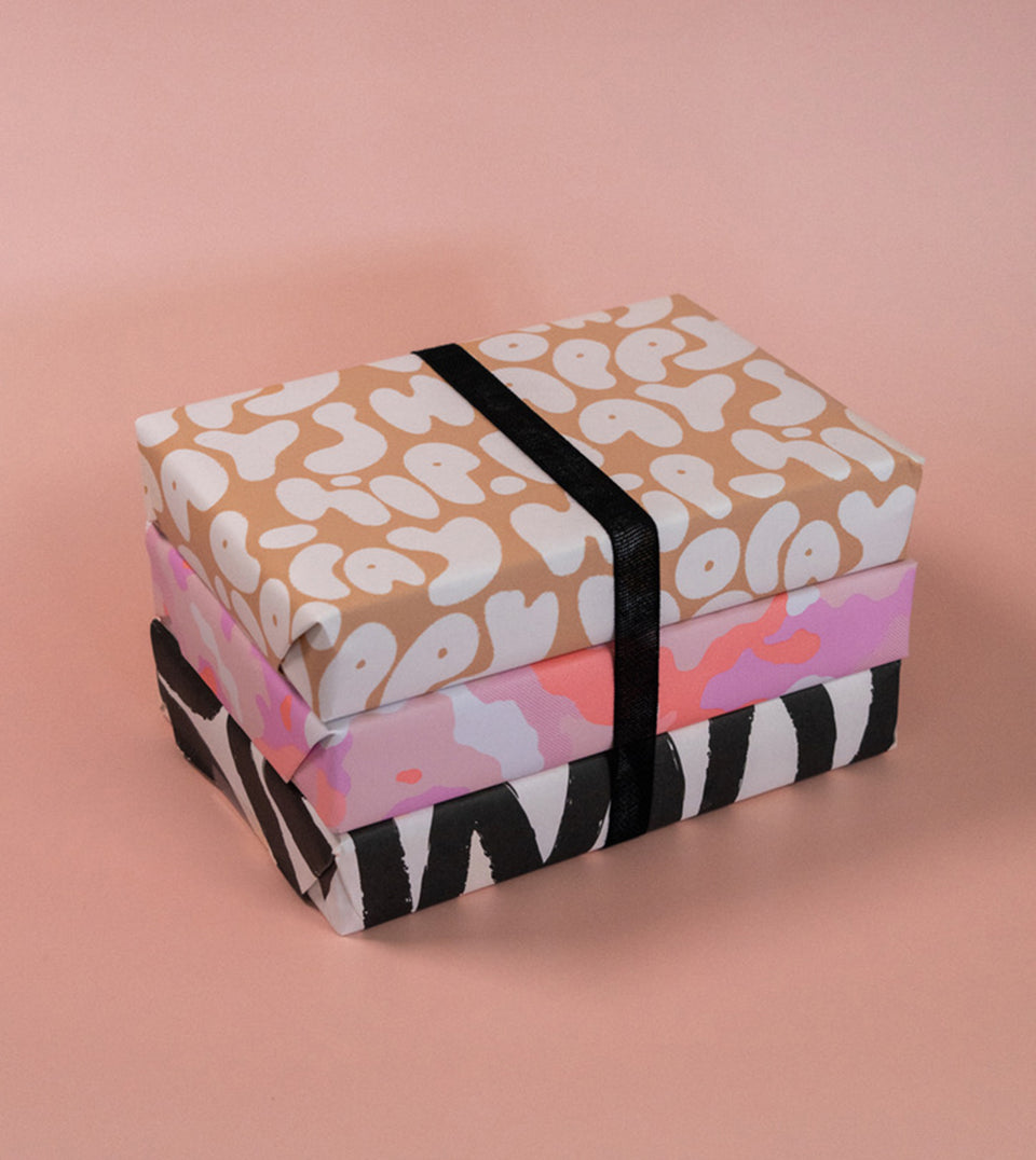 Happy Days Reverse wrapping paper (white, toffee)