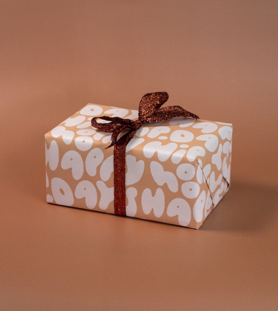Happy Days Reverse wrapping paper (white, toffee)