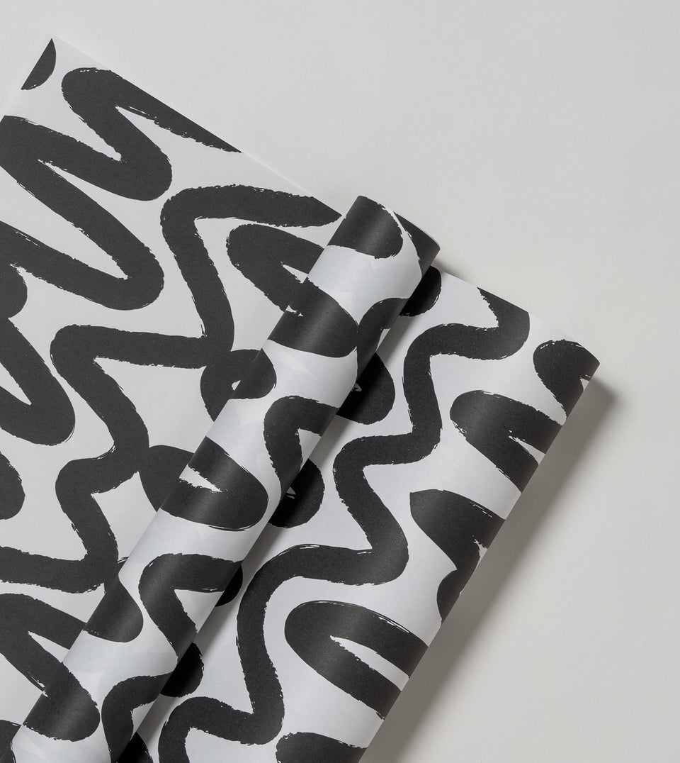 Squiggle wrapping paper (black, white)