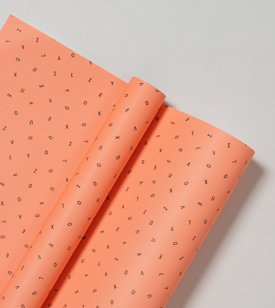 Love You X wrapping paper (neon orange)
