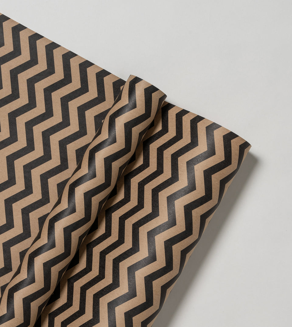 Zig Zag wrapping paper (kraft and black)