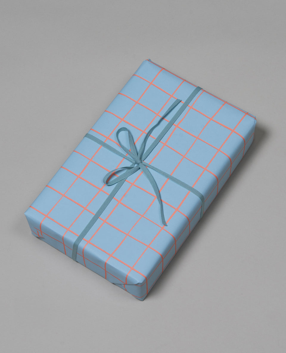 Criss Cross wrapping paper (pool blue, orange)
