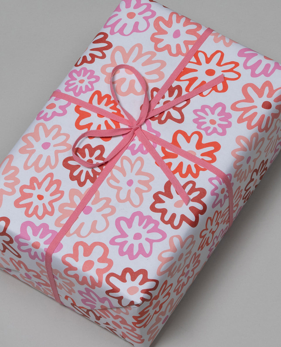 Daisy wrapping paper (blush, red, burgundy, pink, mauve)