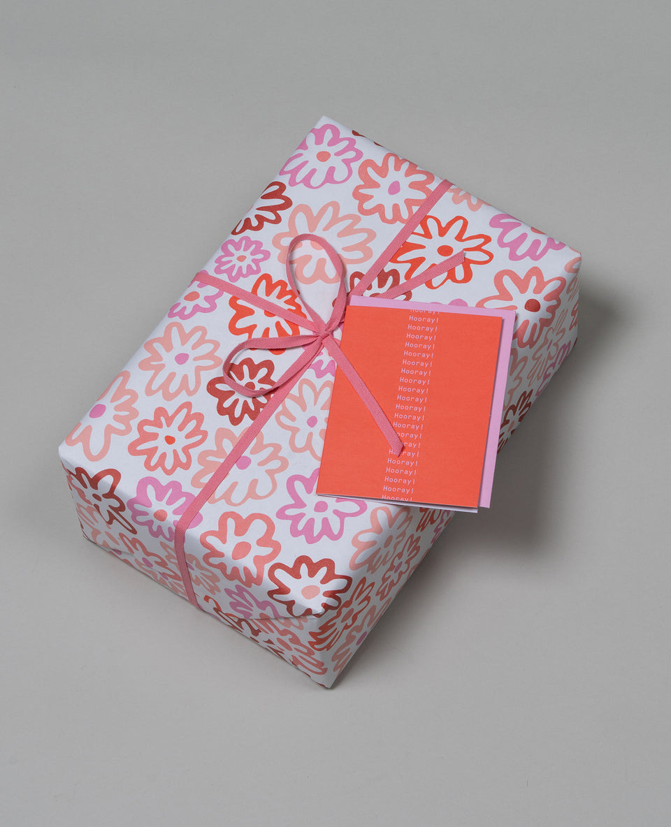Hooray Repeat greeting card (tomato, mauve)