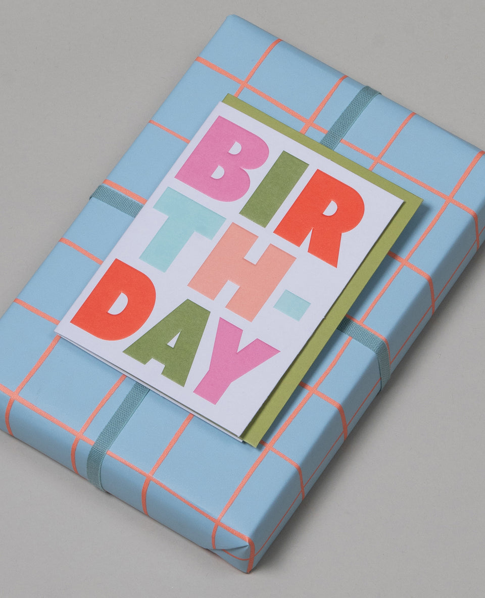 Big Bday greeting card (multi, olive)
