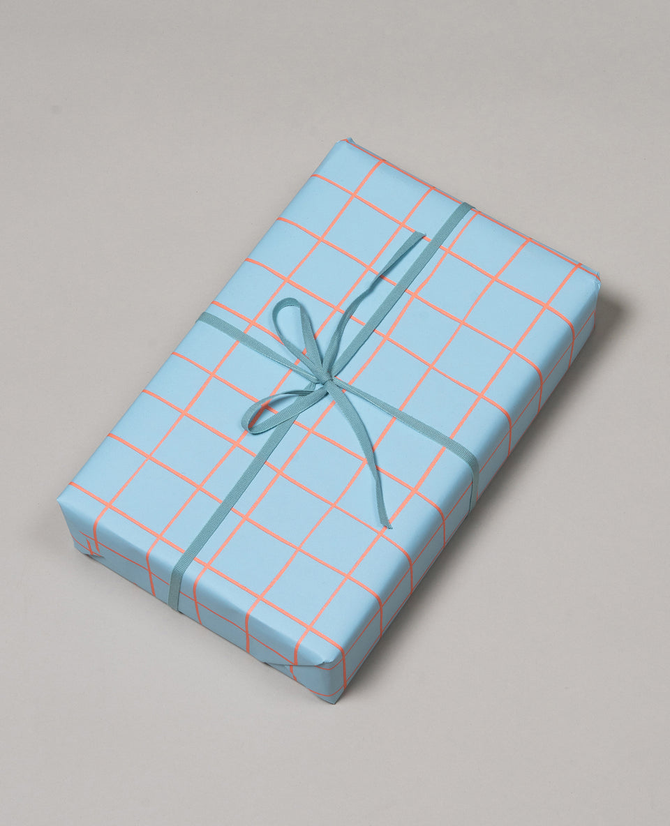 Criss Cross wrapping paper (pool blue, orange)