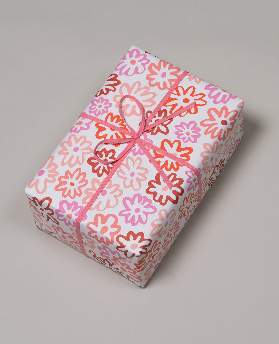 Daisy wrapping paper (blush, red, burgundy, pink, mauve)