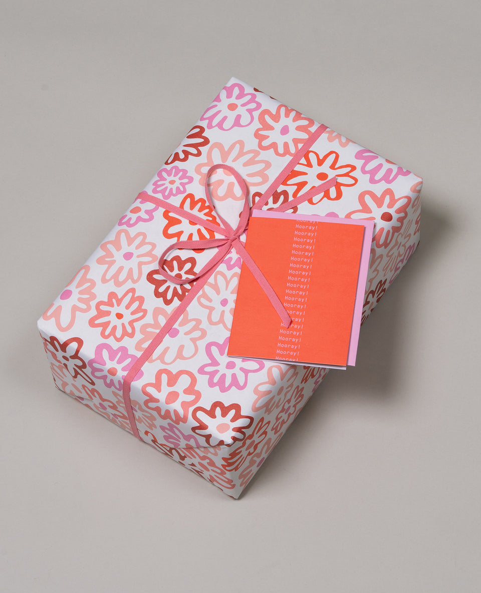 Hooray Repeat greeting card (tomato, mauve)