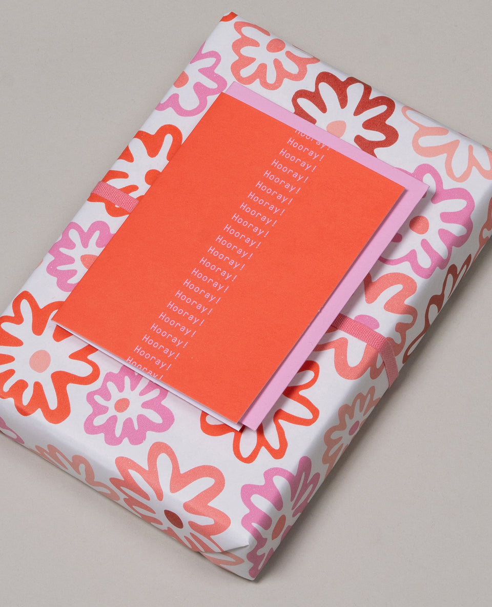 Hooray Repeat greeting card (tomato, mauve)