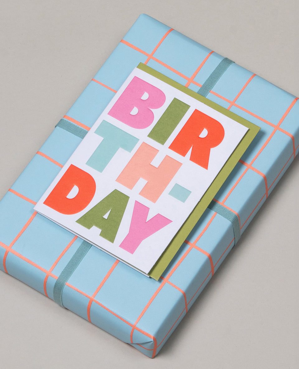 Big Bday greeting card (multi, olive)