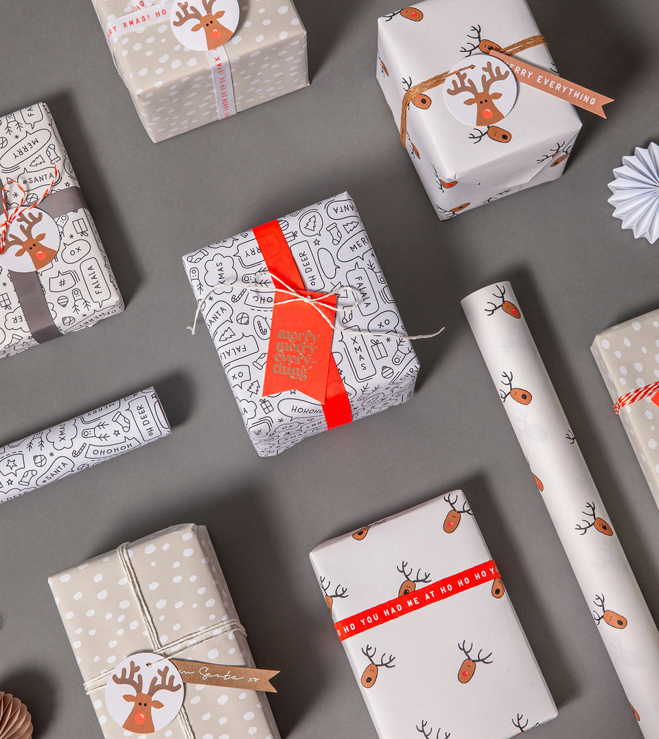Speech Snowflake Reindeer wrapping paper Made Paper Co
