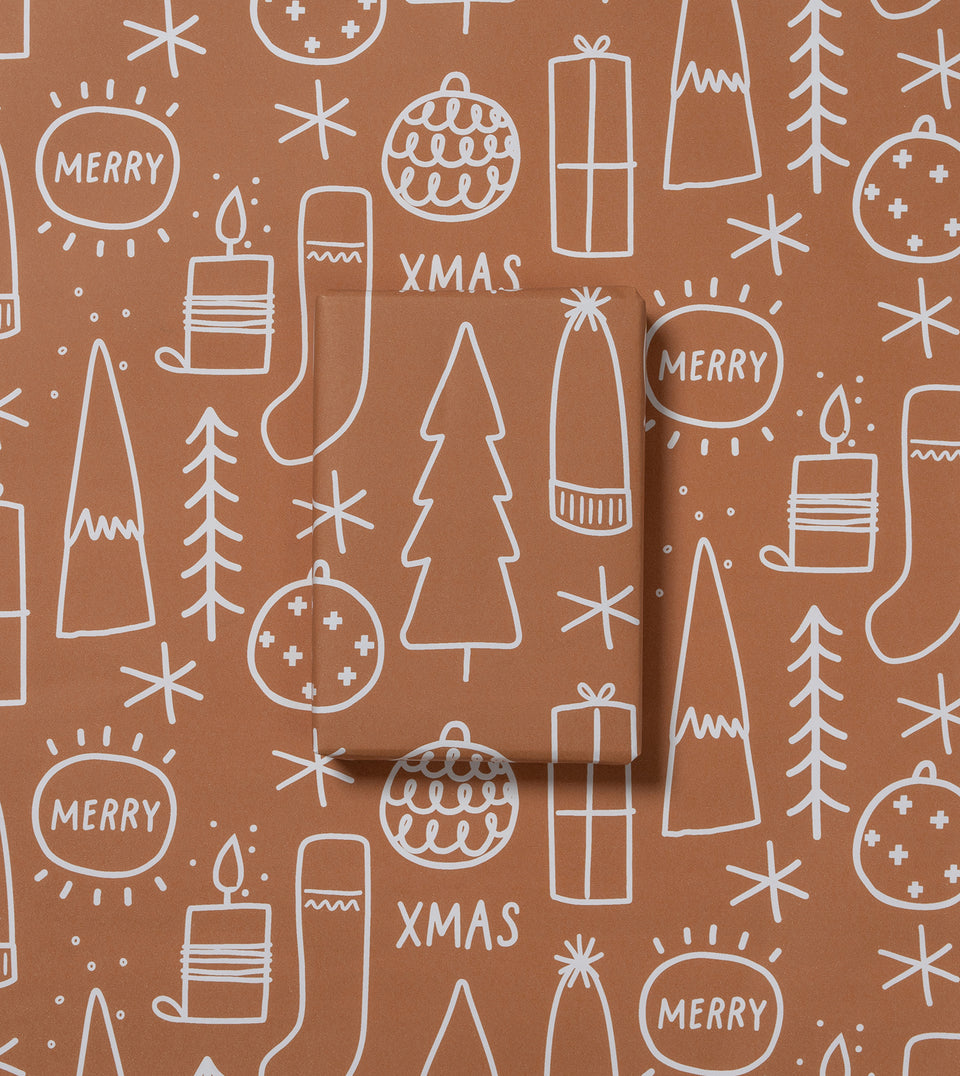 Big Xmas wrapping paper (chestnut) (rolls low stock)