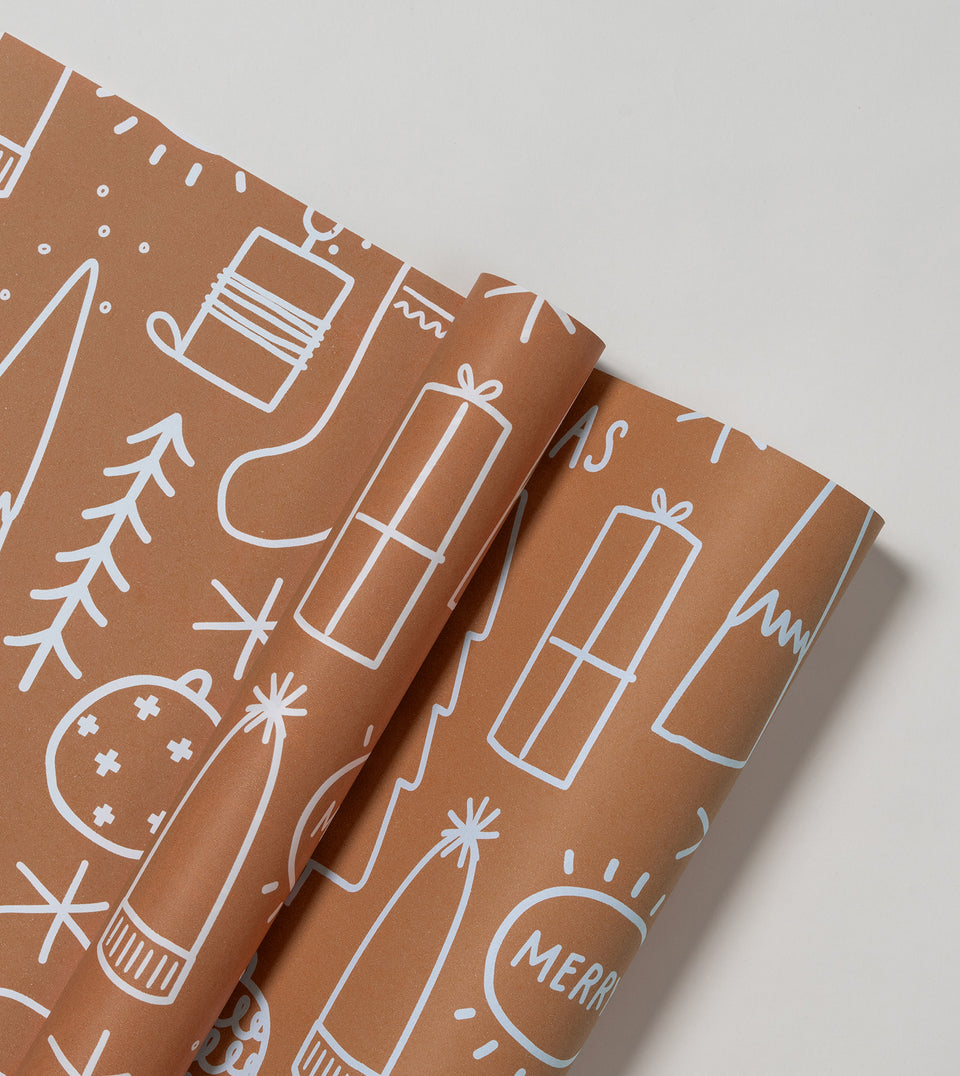 Big Xmas wrapping paper (chestnut) (rolls low stock)