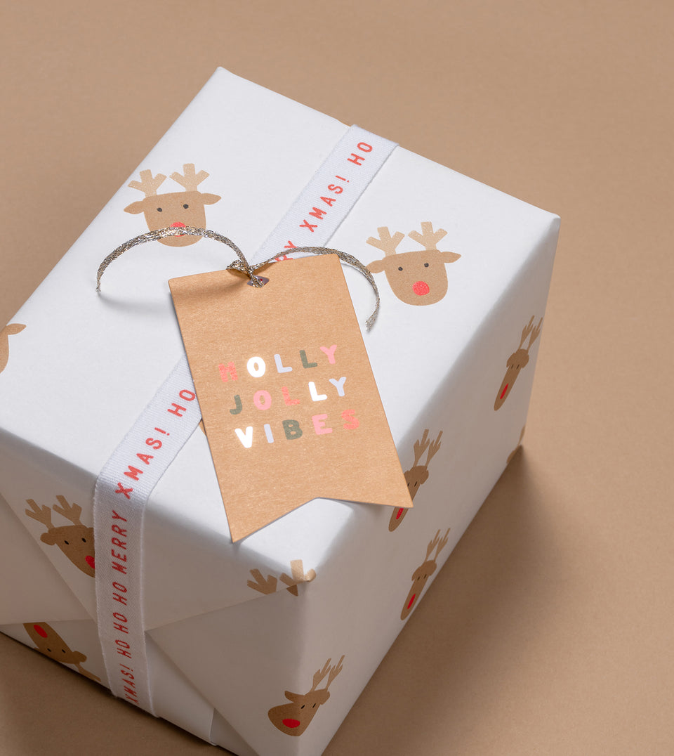 Holly Jolly 20pk gift tags (pine green, tan)