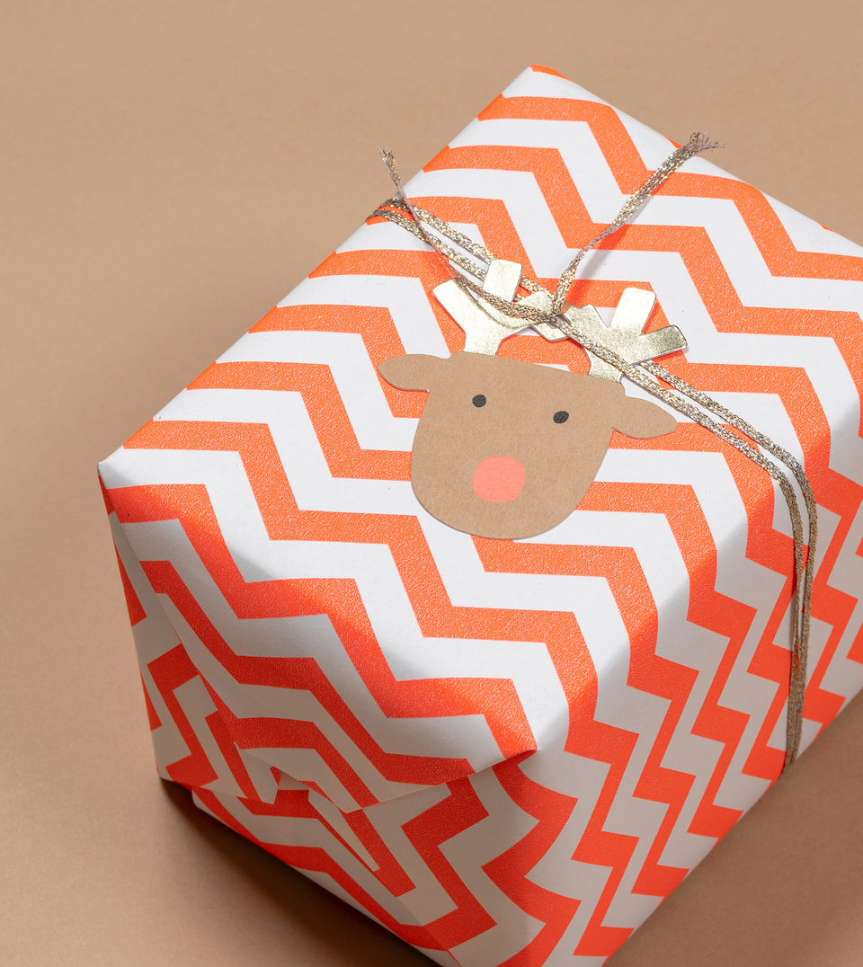 Zig Zag wrapping paper (neon coral) (sheets only)