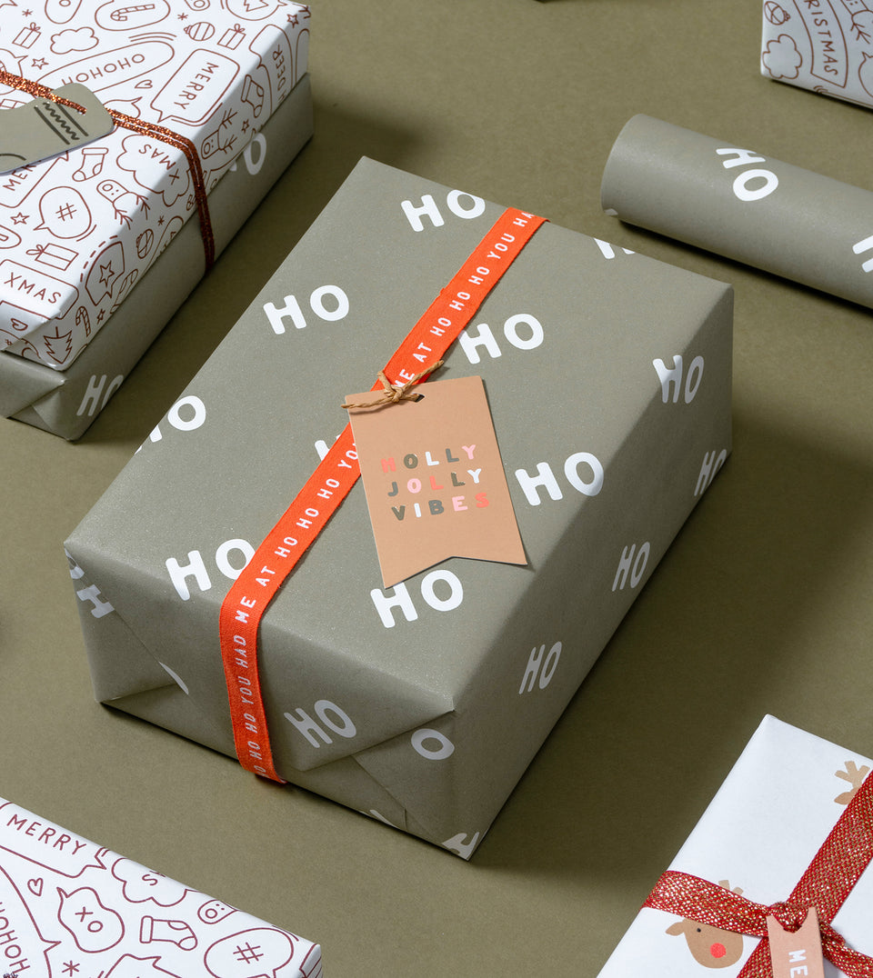 Ho Ho Ho wrapping paper (pine green)
