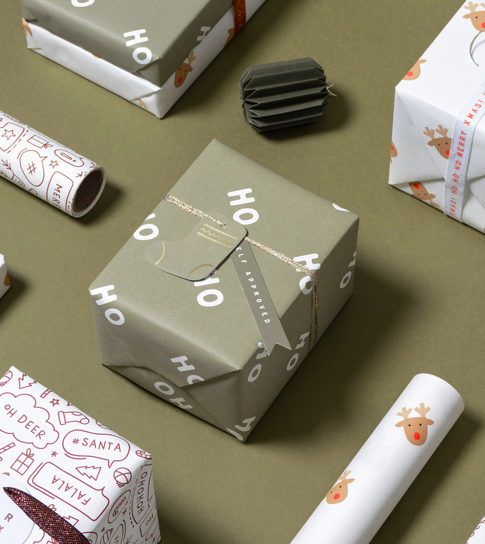 Ho Ho Ho wrapping paper (pine green)