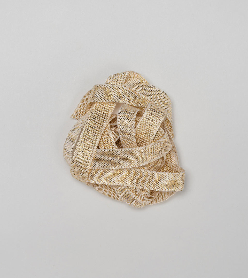 Metallic loose weave cotton ribbon - Natural / Gold