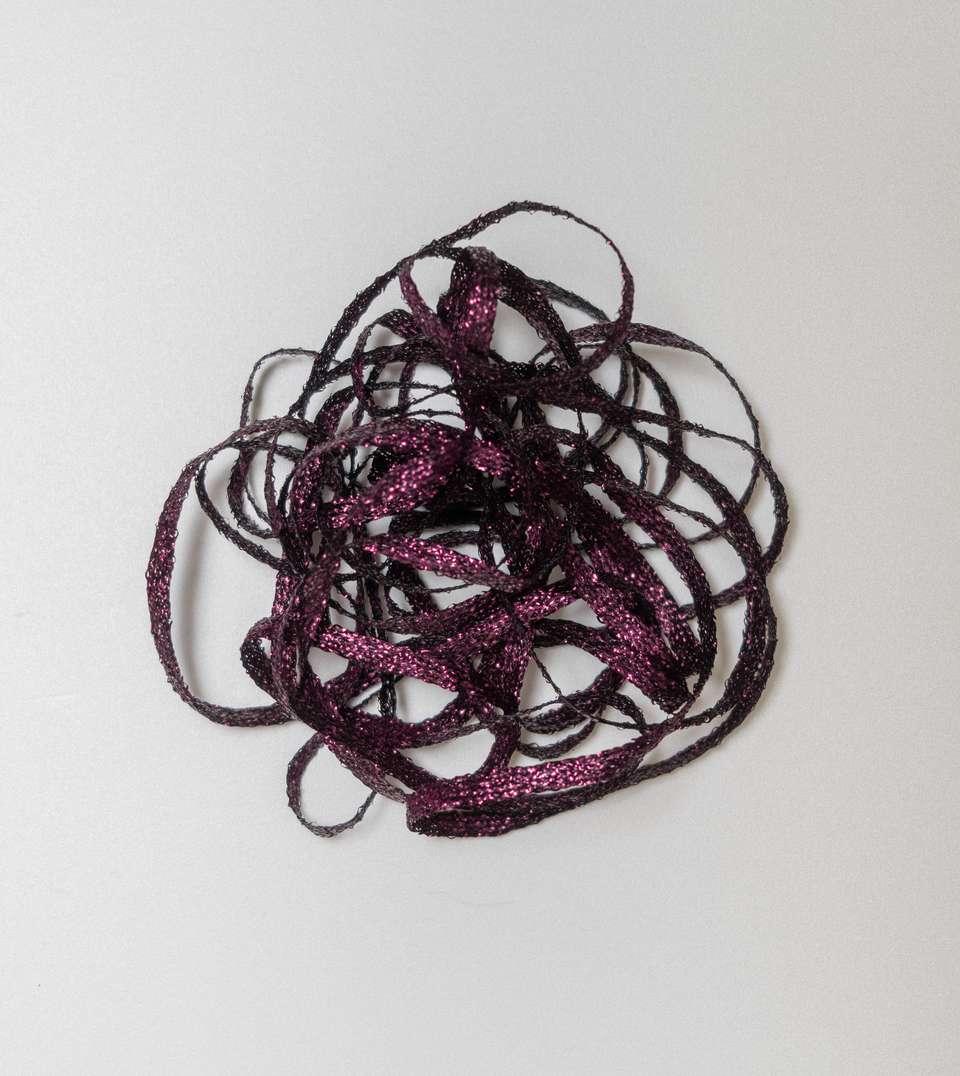 Metallic braided ribbon (thin) - Burgundy