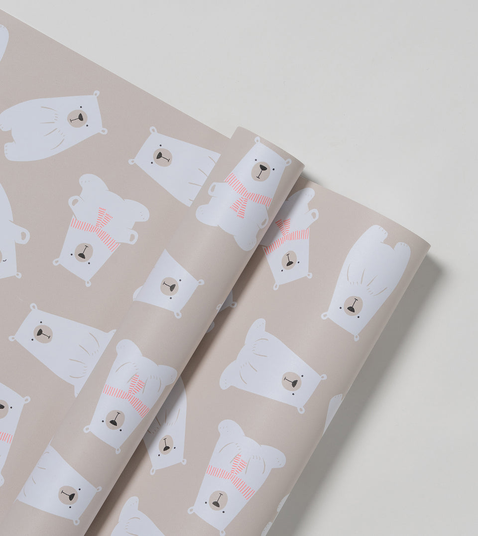 Polar Bears wrapping paper (grey) (rolls low stock)