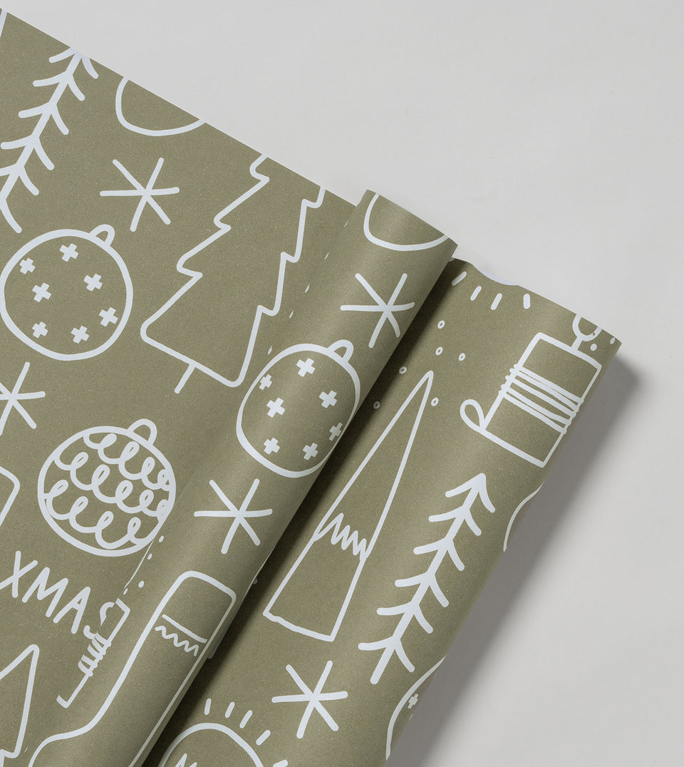 Big Xmas wrapping paper (dark khaki) (sheets only)