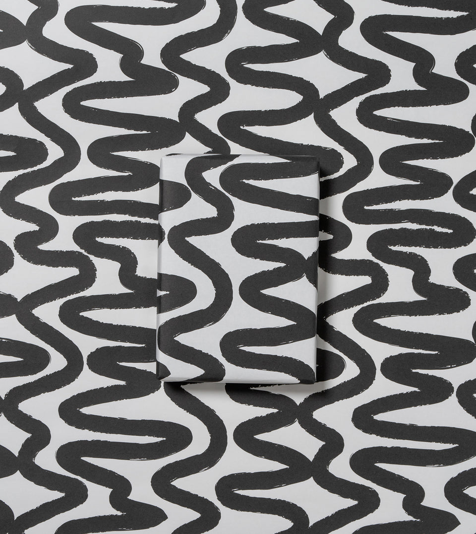Squiggle wrapping paper (black, white)