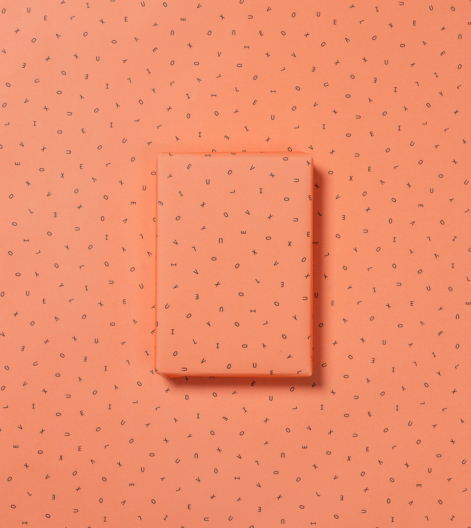 Love You X wrapping paper (neon orange)