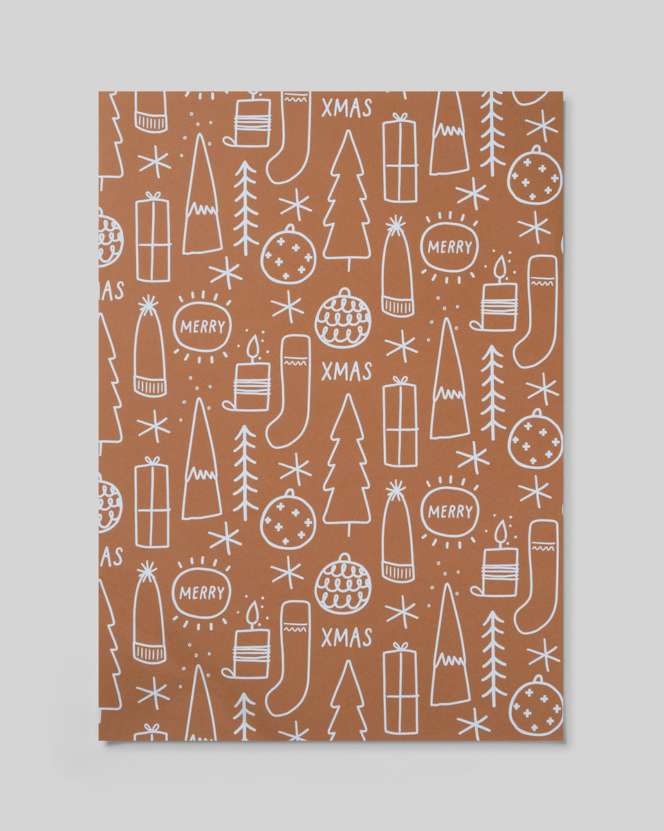 Big Xmas wrapping paper (chestnut) (sheets only)