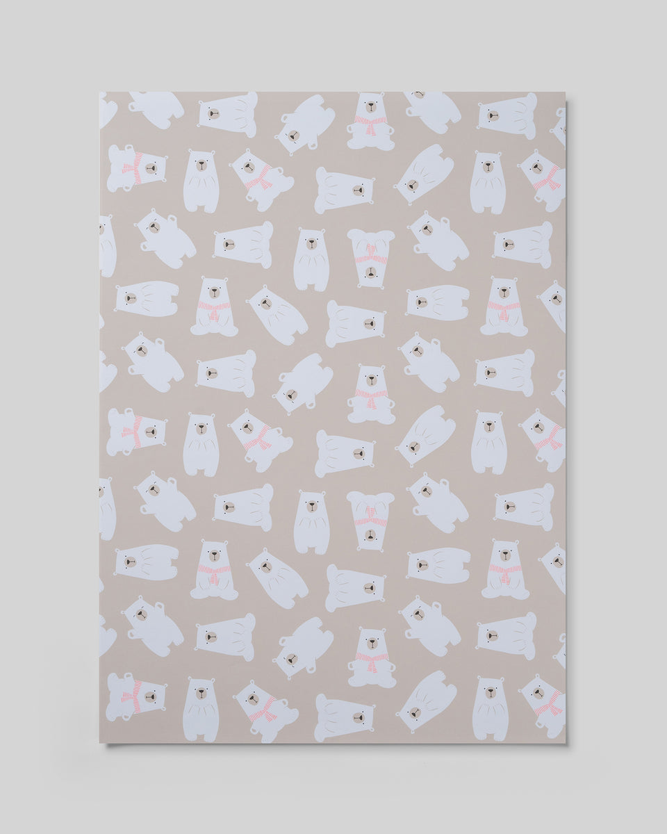Polar Bears wrapping paper (grey) (rolls low stock)