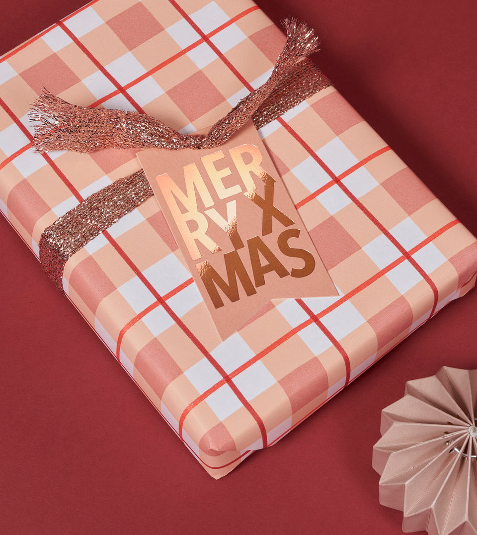 Merry Xmas 20pk gift tags (dusty rose, mulled wine, white, rose gold)