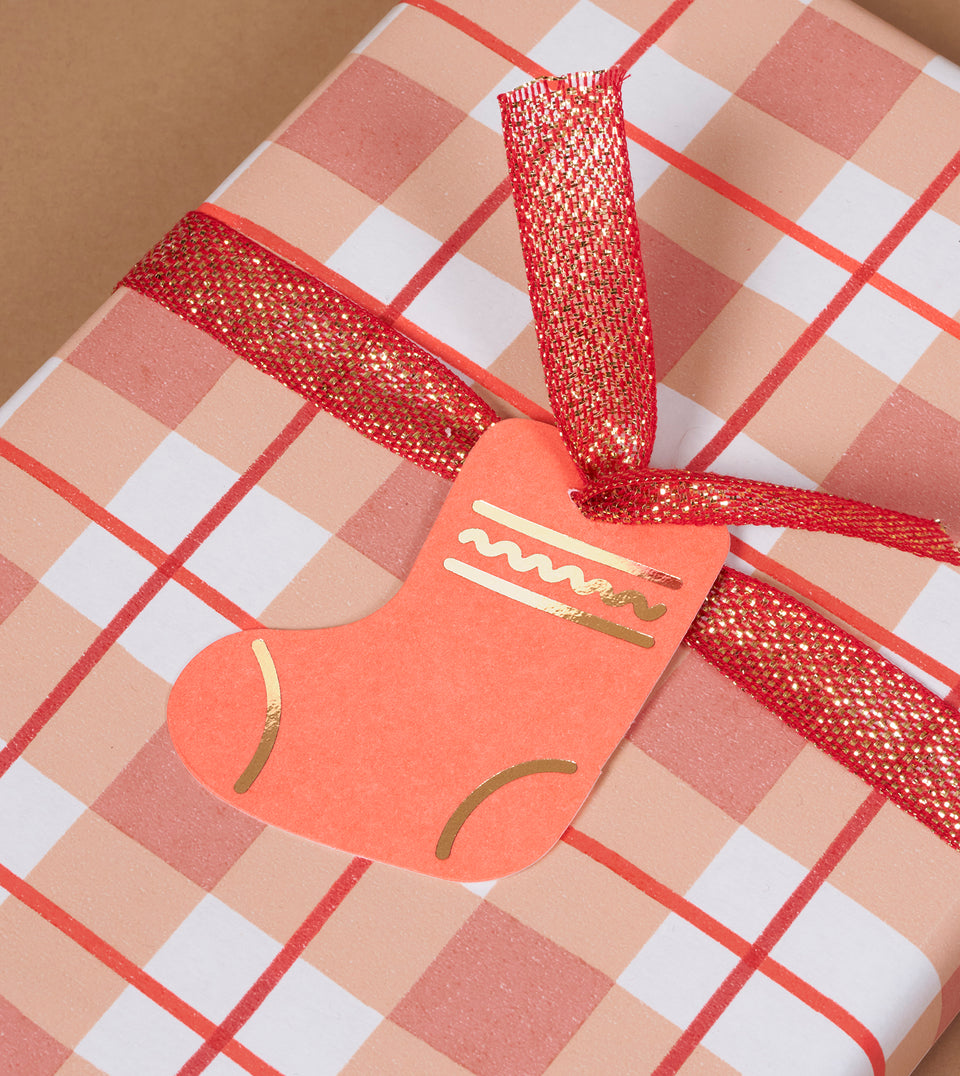 Metallic loose weave cotton ribbon - Red / Gold