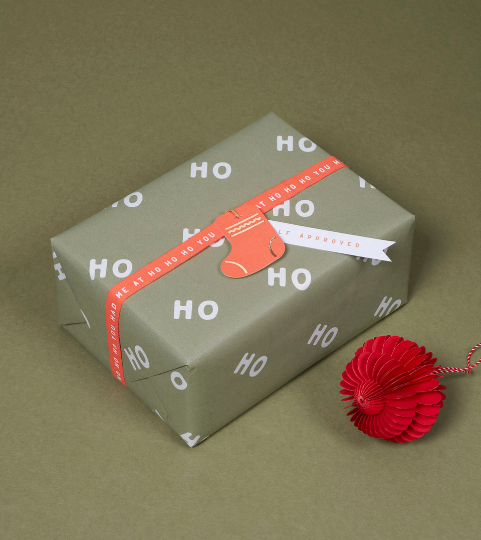 Ho Ho Ho wrapping paper (pine green)