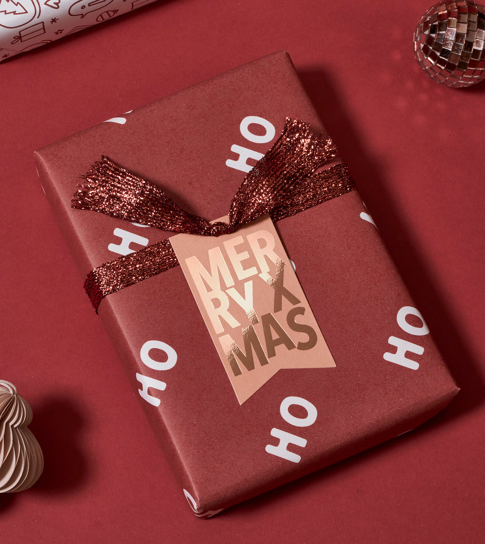 Merry Xmas 20pk gift tags (dusty rose, mulled wine, white, rose gold)