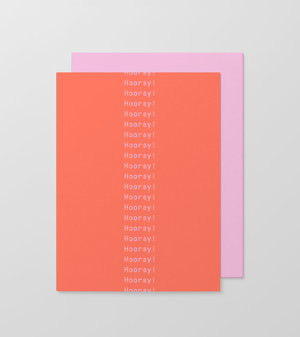 Coming late June - Hooray Repeat greeting card (tomato, mauve)